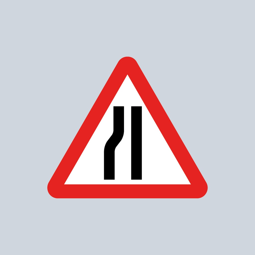 Triangular Sign 517 (Road Narrows on Left ahead) | Thermmark Road Markings